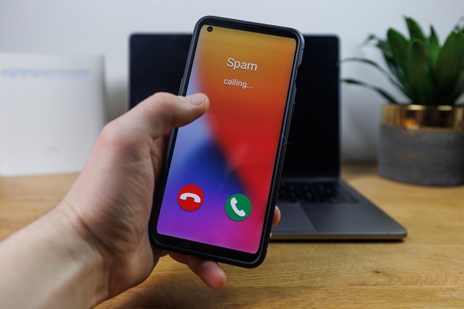 A phone call being flagged as a spam call