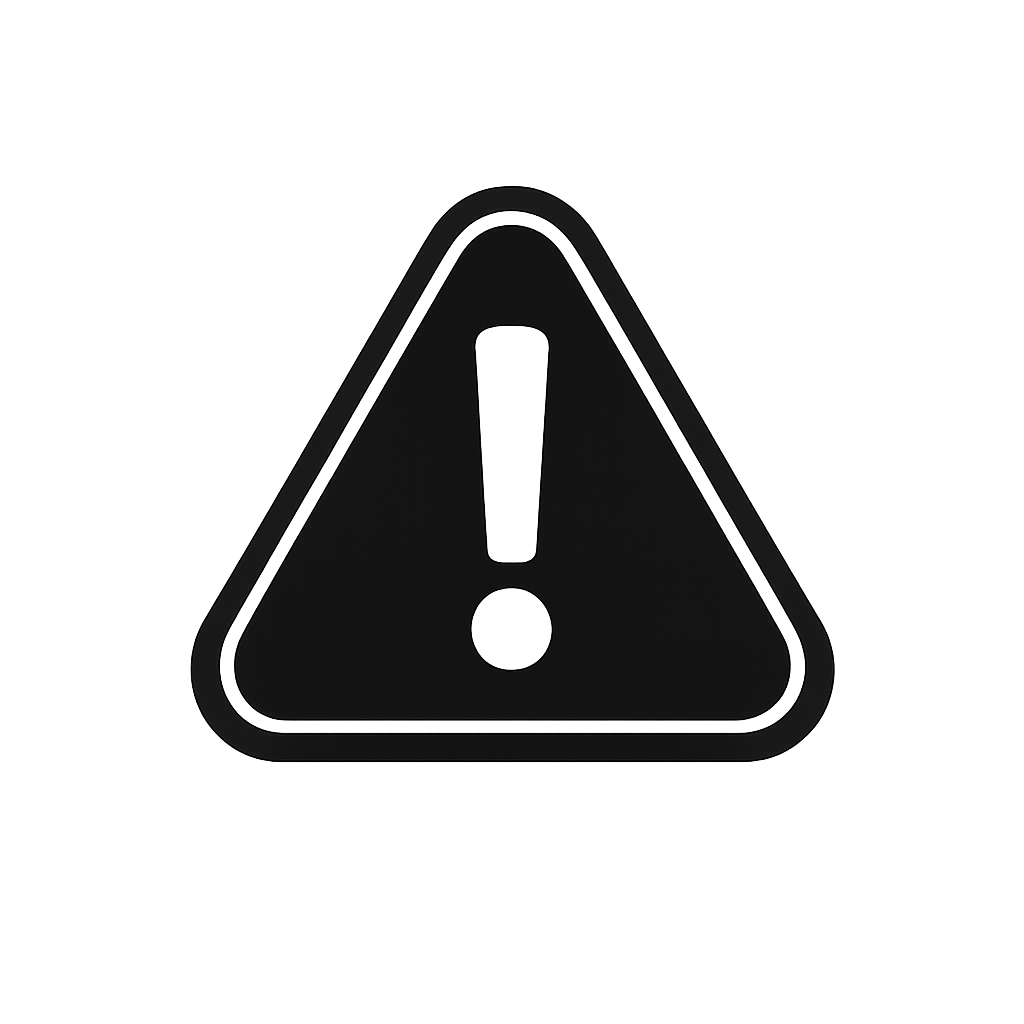 Caution alert triangle icon rounded triangle shape with exclamation mark in center line art style black fill clean vector look UI icon transparent bac