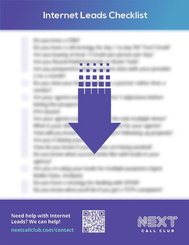Internet Leads checklist