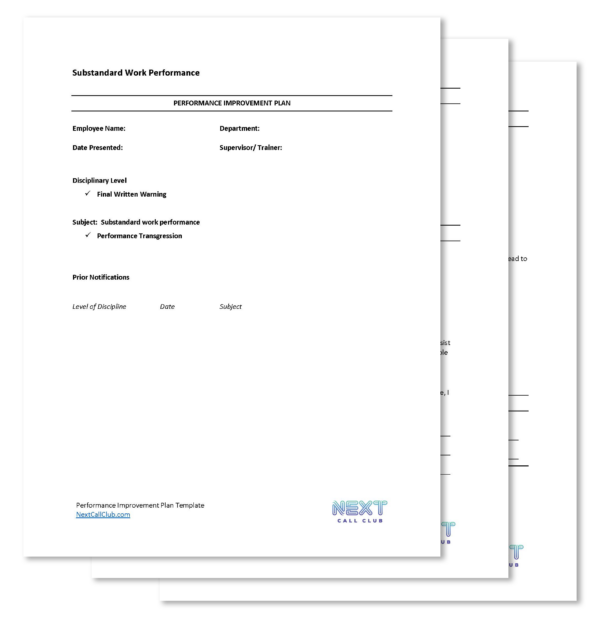 Performance Improvement Plan Template